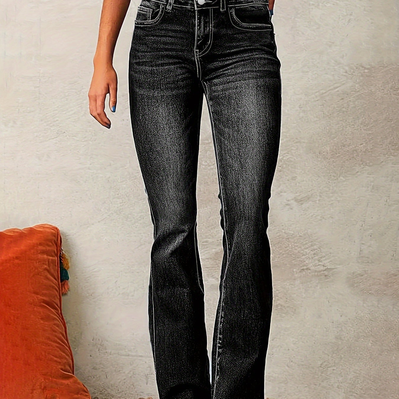 Damen Schlagjeans Mit Hoher Taille | Figurbetonter Schnitt