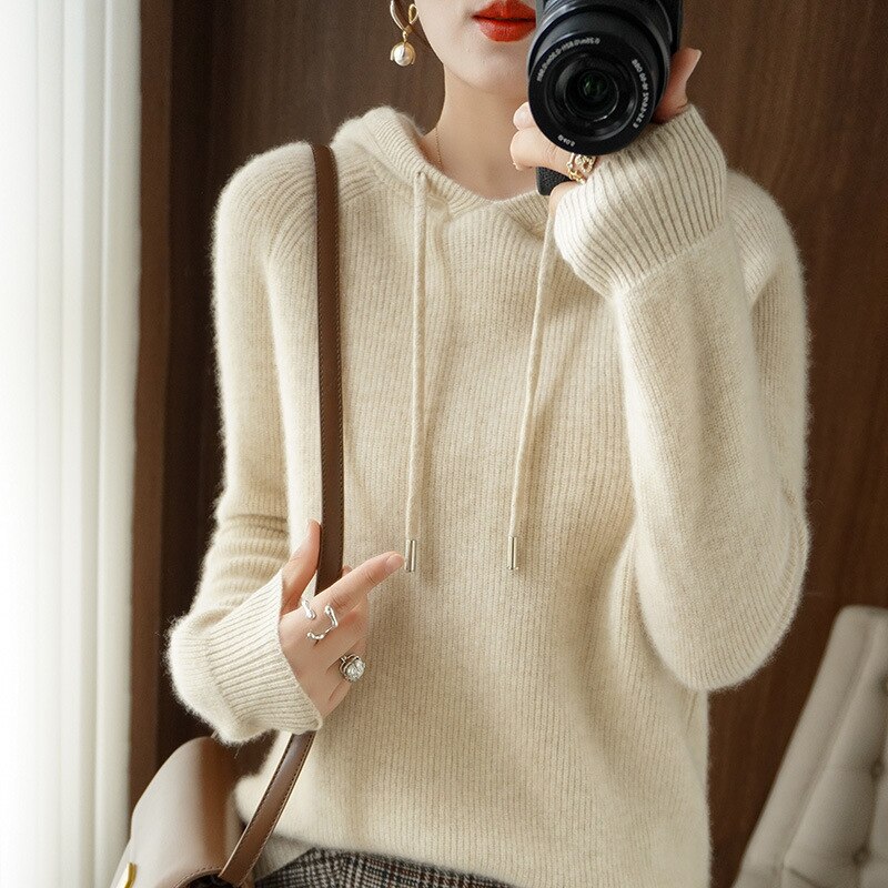 Damen Strickhoodie Milano Style | Locker Geschnitten