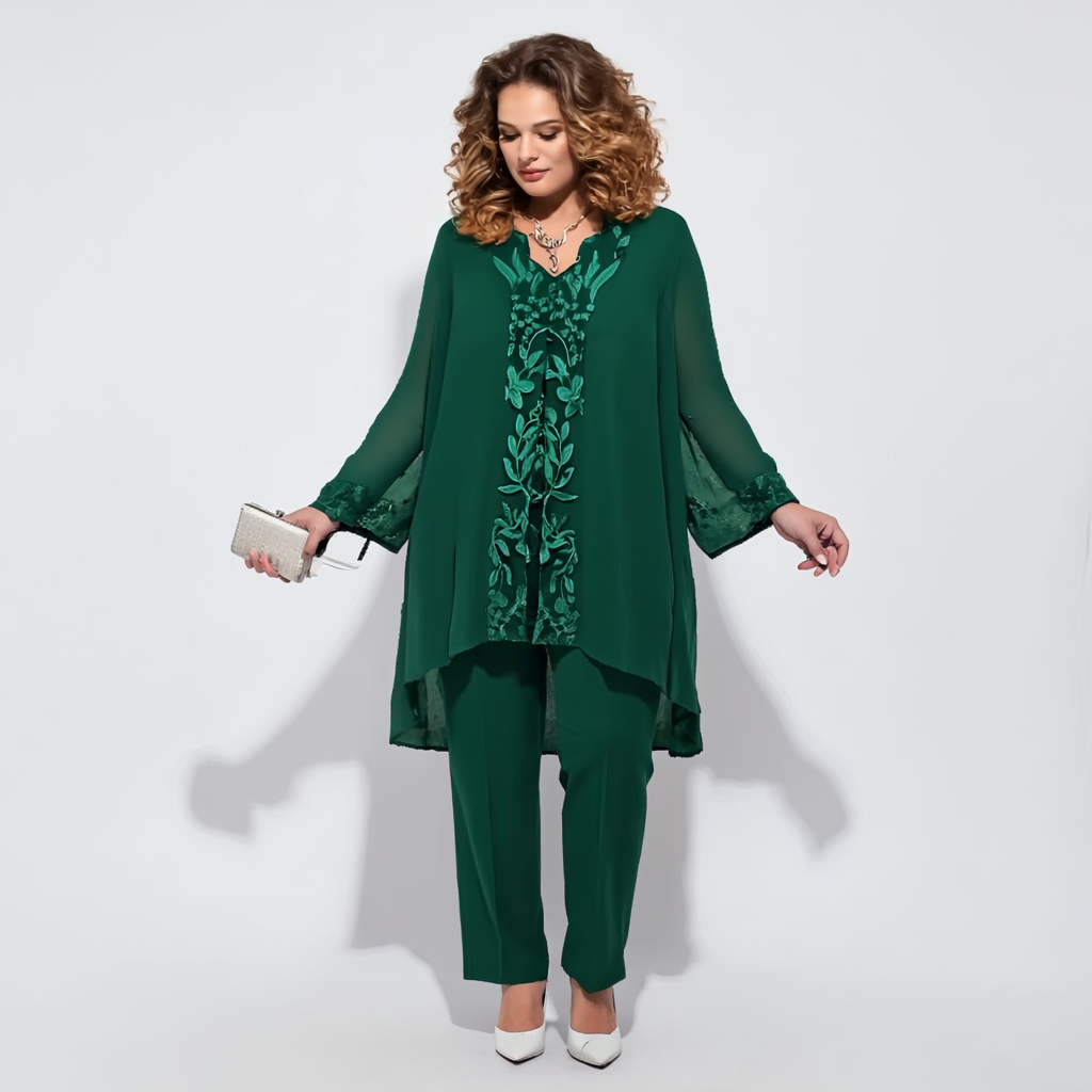 Hosenanzug | Damen 3 Teiliges Set Übergröße | Elegantes Design