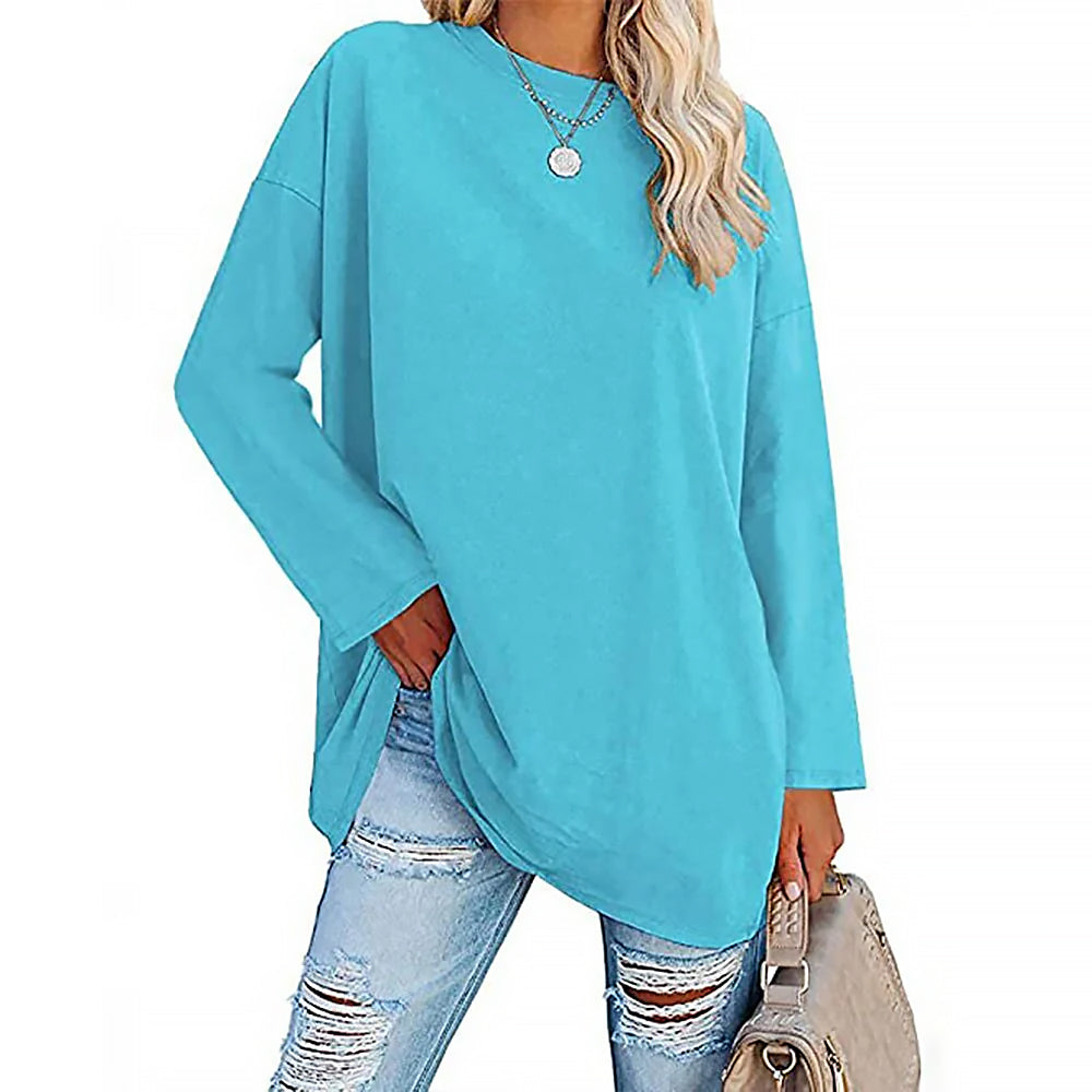 Damen Langarmshirt Mit Rundhals | Lockere Passform