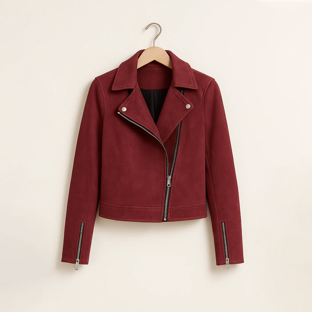Damen Taillierte Bikerjacke | Asymmetrischer Reißverschluss