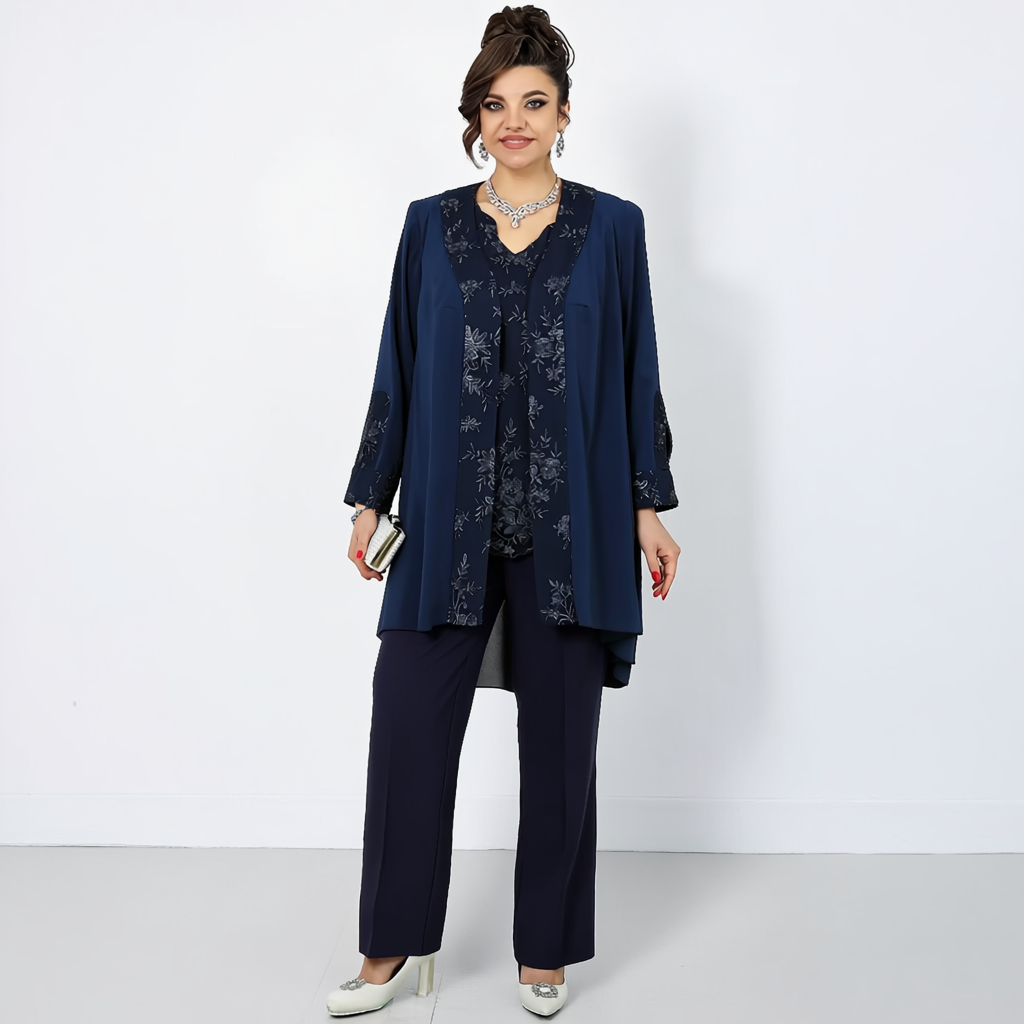Hosenanzug | Damen 3 Teiliges Set Übergröße | Elegantes Design