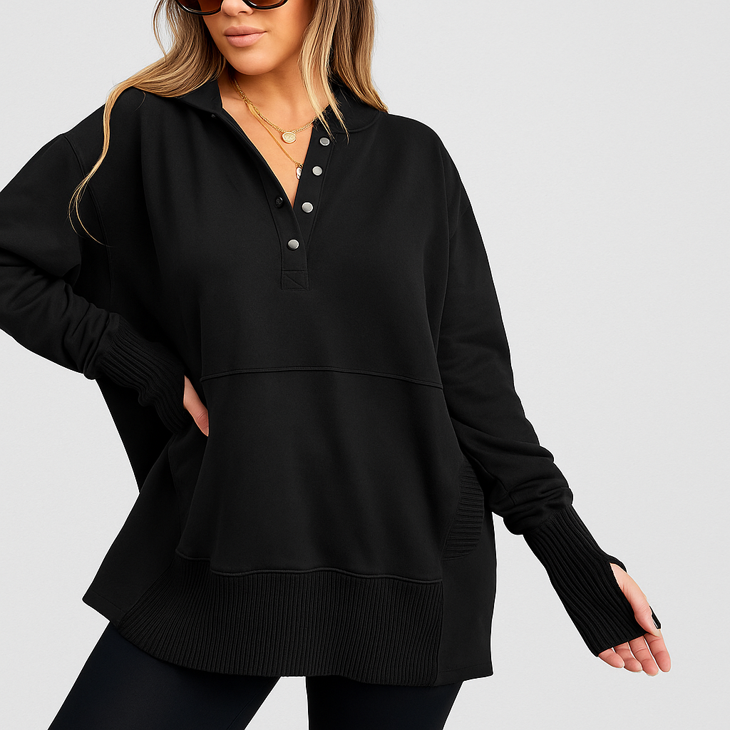 Damen Lockerer Kapuzenpullover | Mit Handwärmern