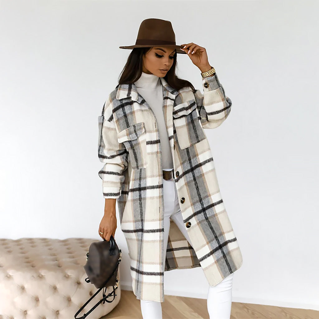 Damen Karierter Mantel | Weite Silhouette