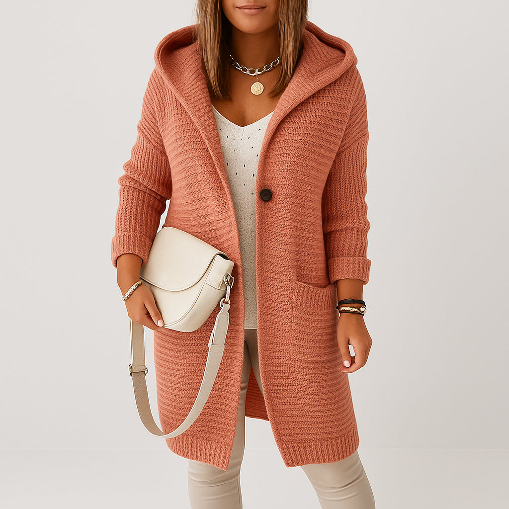 Damen Oversize Strickjacke | Mit Kapuze