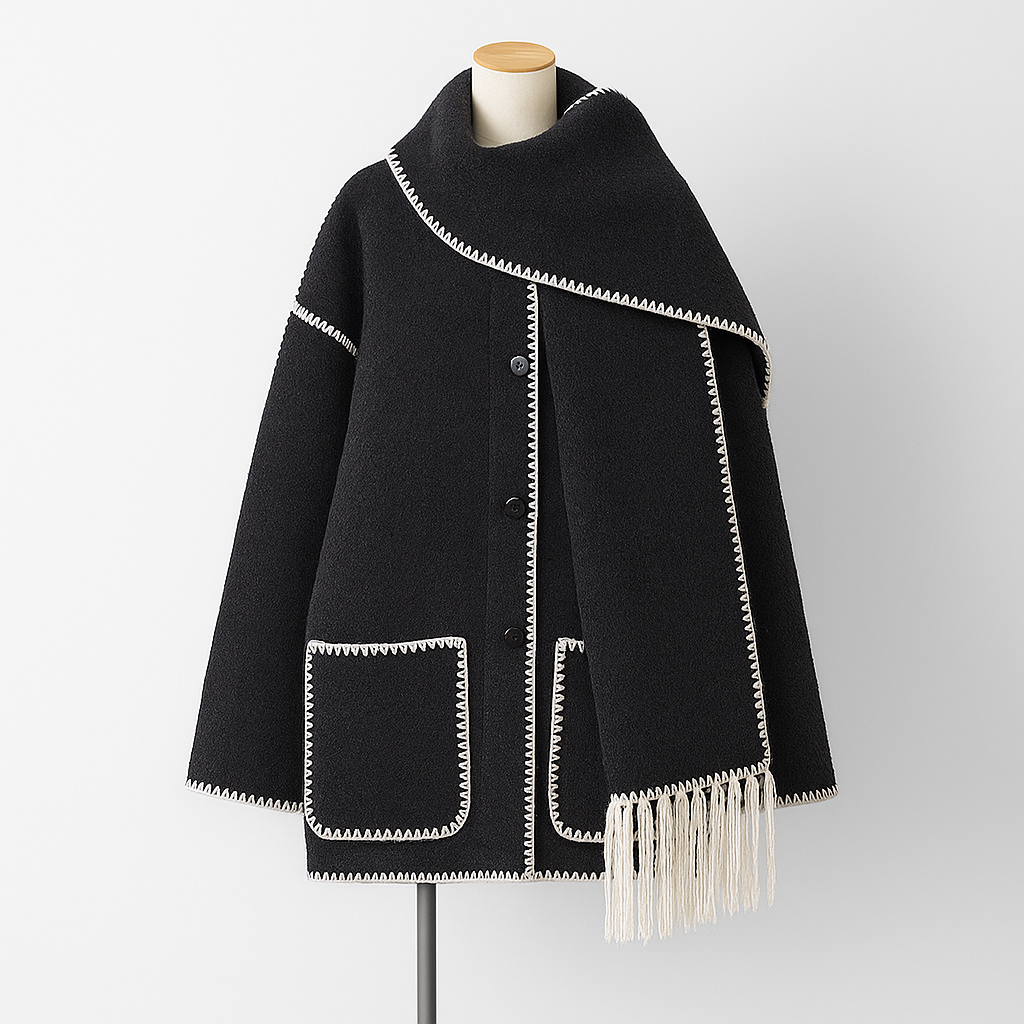 Damen Cape Mantel | Mit Schal