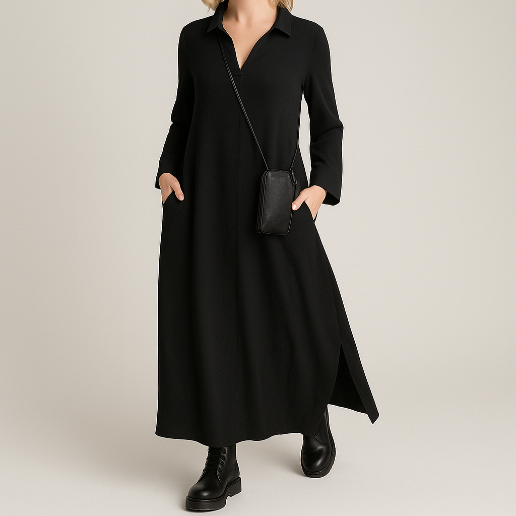 Damen Lockeres Maxikleid | Seitlicher Schlitz