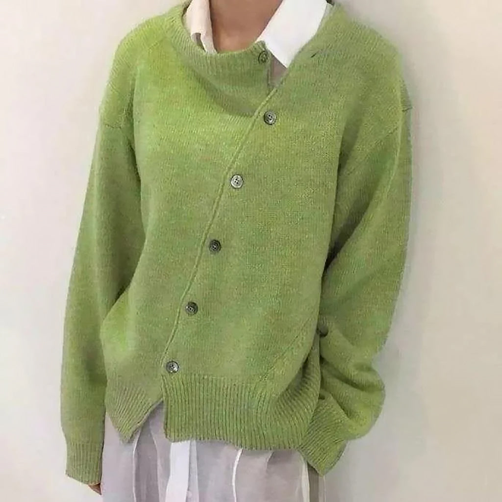 Damen Lockere Strickjacke | Knopfverschluss