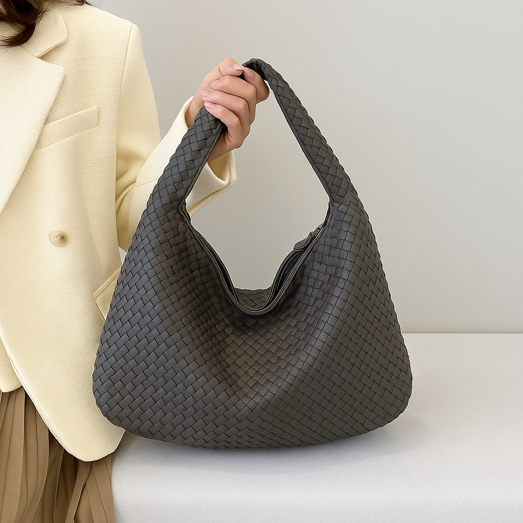 Damen Geflochtene Schultertasche | Geräumiges Innenfach