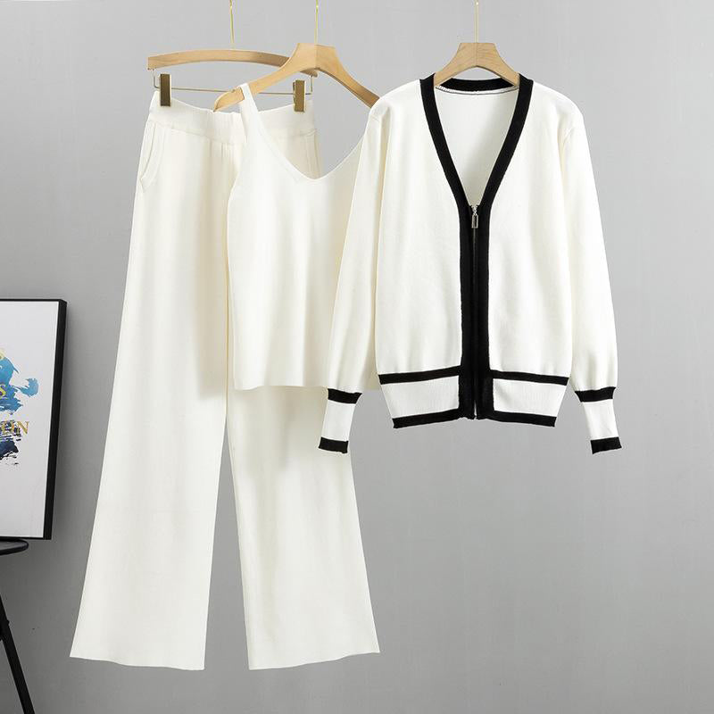 Zweiteiler Set | Damen Freizeit Zweiteiler mit Cardigan | Eleganter Look