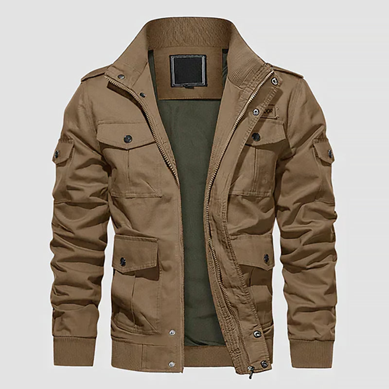 Herren Cargo Übergangsjacke Mit Stehkragen | Winddicht