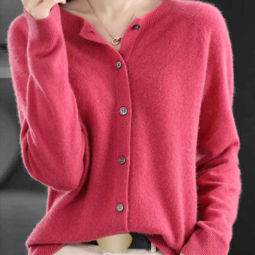 Strickcardigan | Damen Lockerer Strickcardigan | V-Ausschnitt