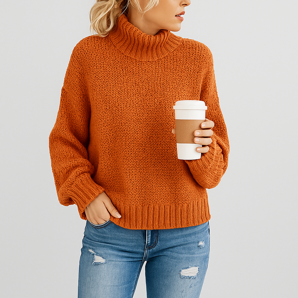 Damen Lockerer Rollkragenpullover | Langarm