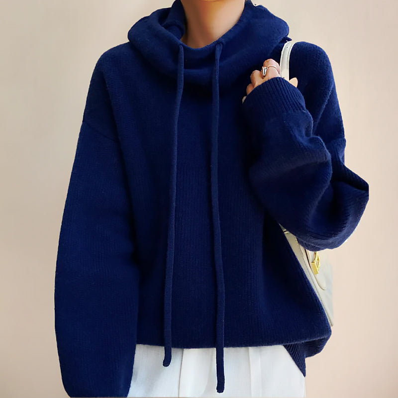 Damen Lockerer Kapuzenpullover | Hoher Kragen