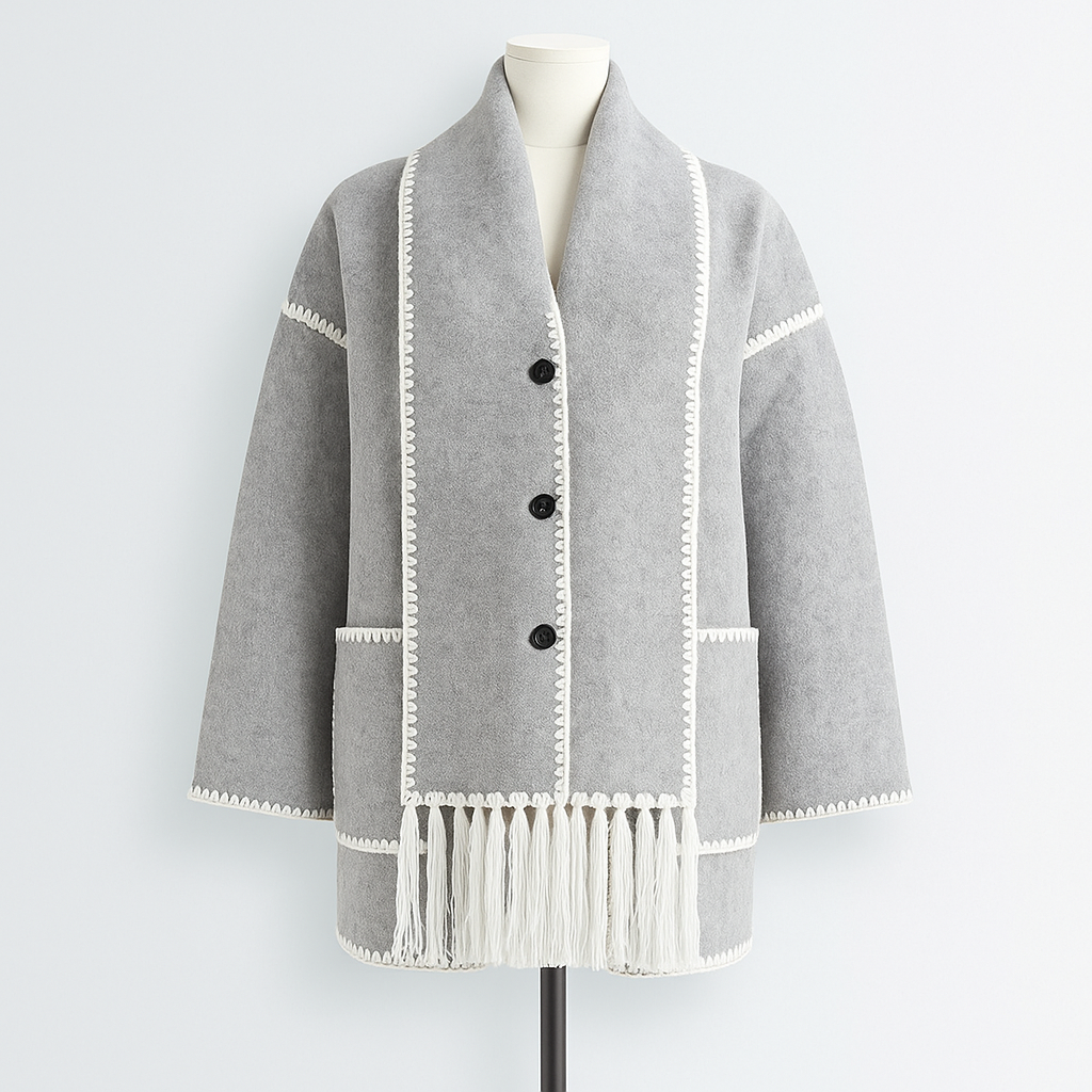 Damen Cape Mantel | Mit Schal