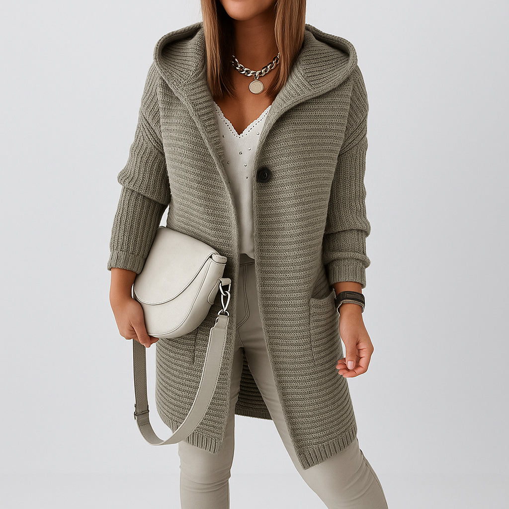 Damen Oversize Strickjacke | Mit Kapuze