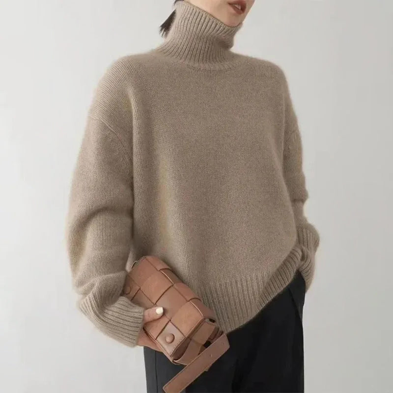 Pullover | Damen Lockerer Rollkragenpullover | Schlichtes Design