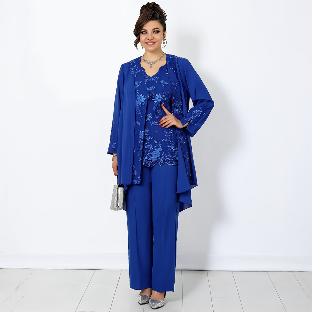 Hosenanzug | Damen 3 Teiliges Set Übergröße | Elegantes Design