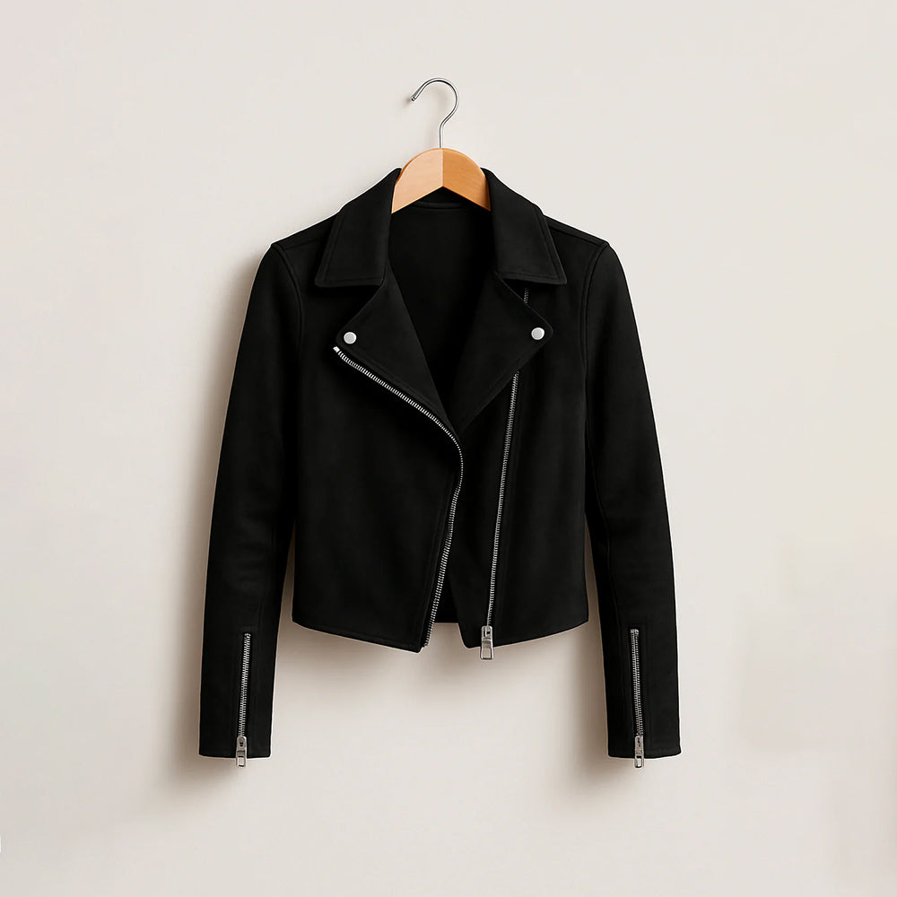 Damen Taillierte Bikerjacke | Asymmetrischer Reißverschluss
