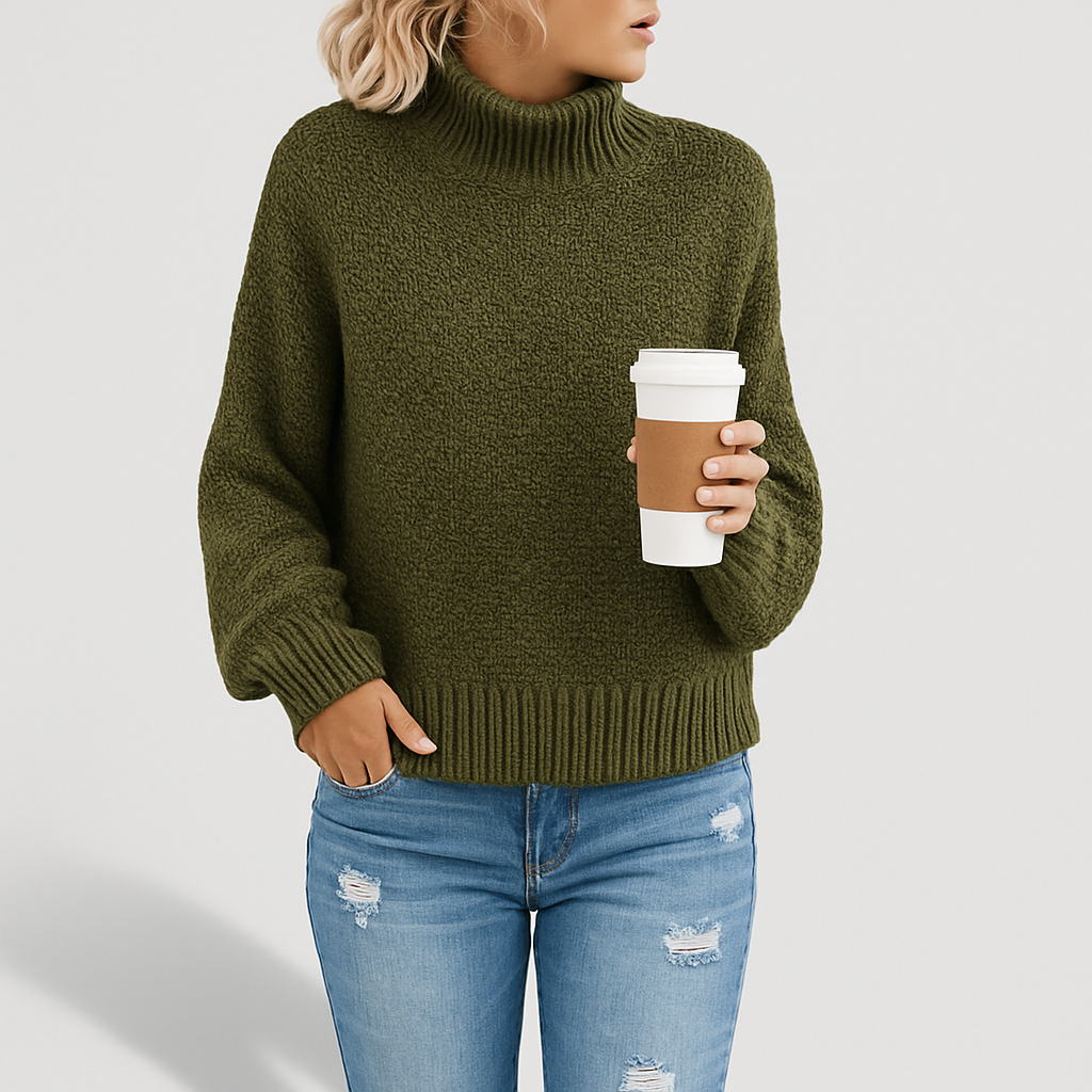 Damen Lockerer Rollkragenpullover | Langarm
