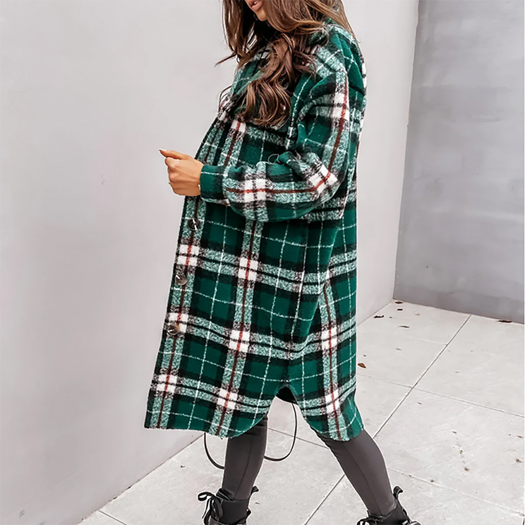 Damen Karierter Mantel | Weite Silhouette