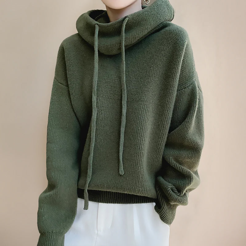 Damen Lockerer Kapuzenpullover | Hoher Kragen