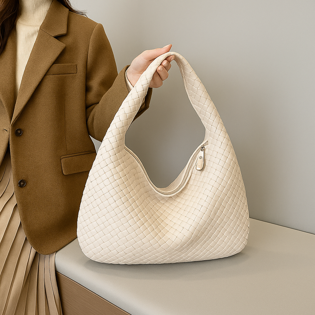 Damen Geflochtene Schultertasche | Geräumiges Innenfach