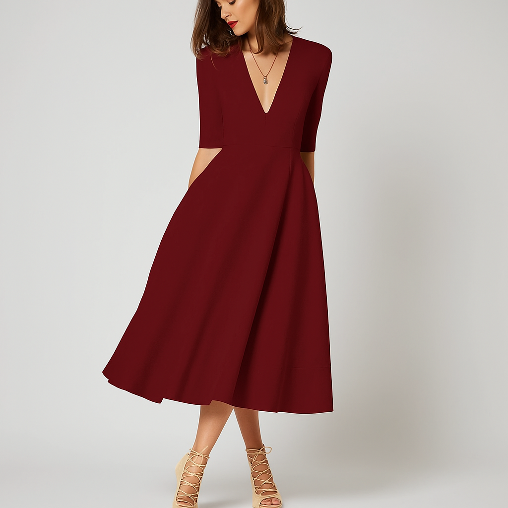 Damen Ärmelloses Midikleid | Weit Schwingend