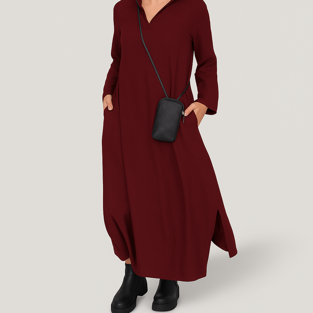 Damen Lockeres Maxikleid | Seitlicher Schlitz