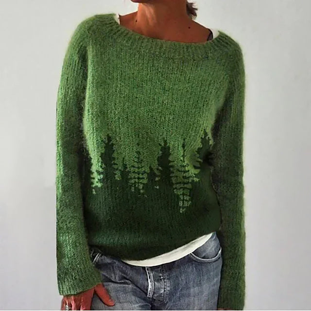 Pullover | Damen Gemusterter Pullover | Lockere Passform