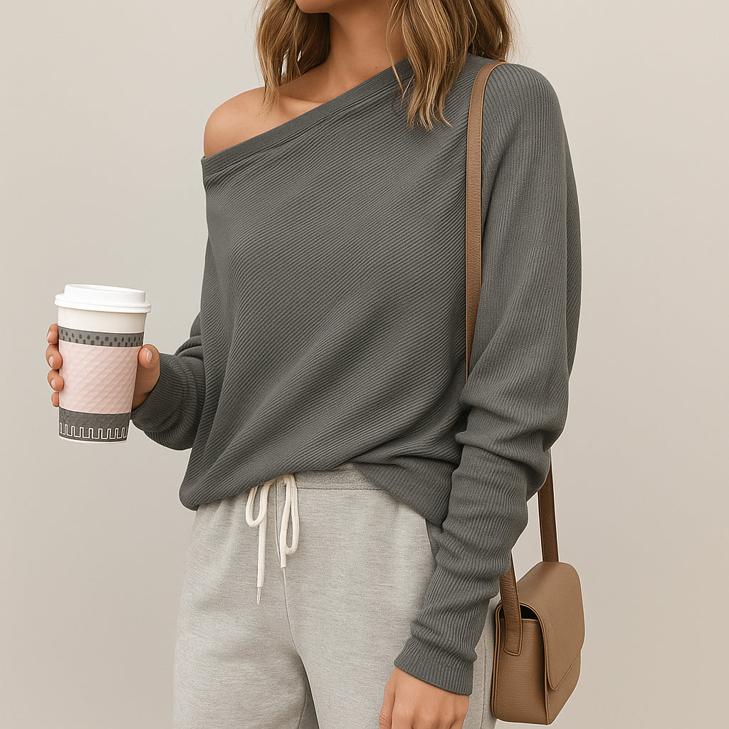 Damen Schulterfreier Pullover | Lässiger Schnitt