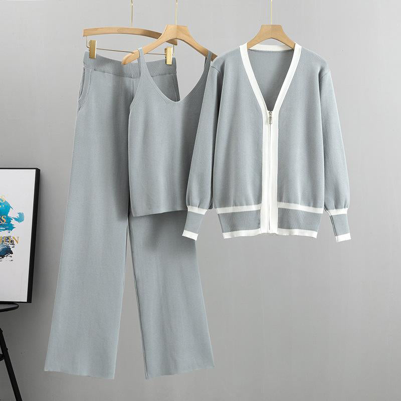 Zweiteiler Set | Damen Freizeit Zweiteiler mit Cardigan | Eleganter Look