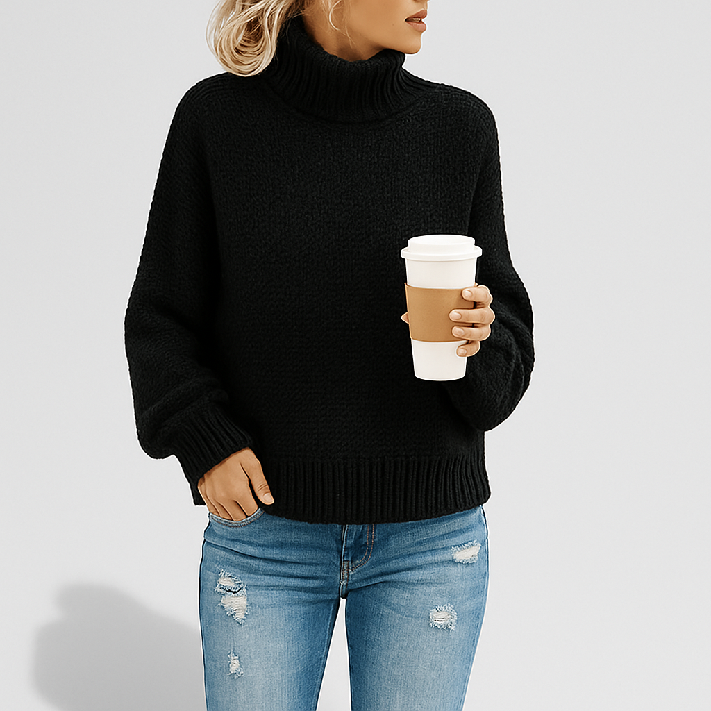 Damen Lockerer Rollkragenpullover | Langarm