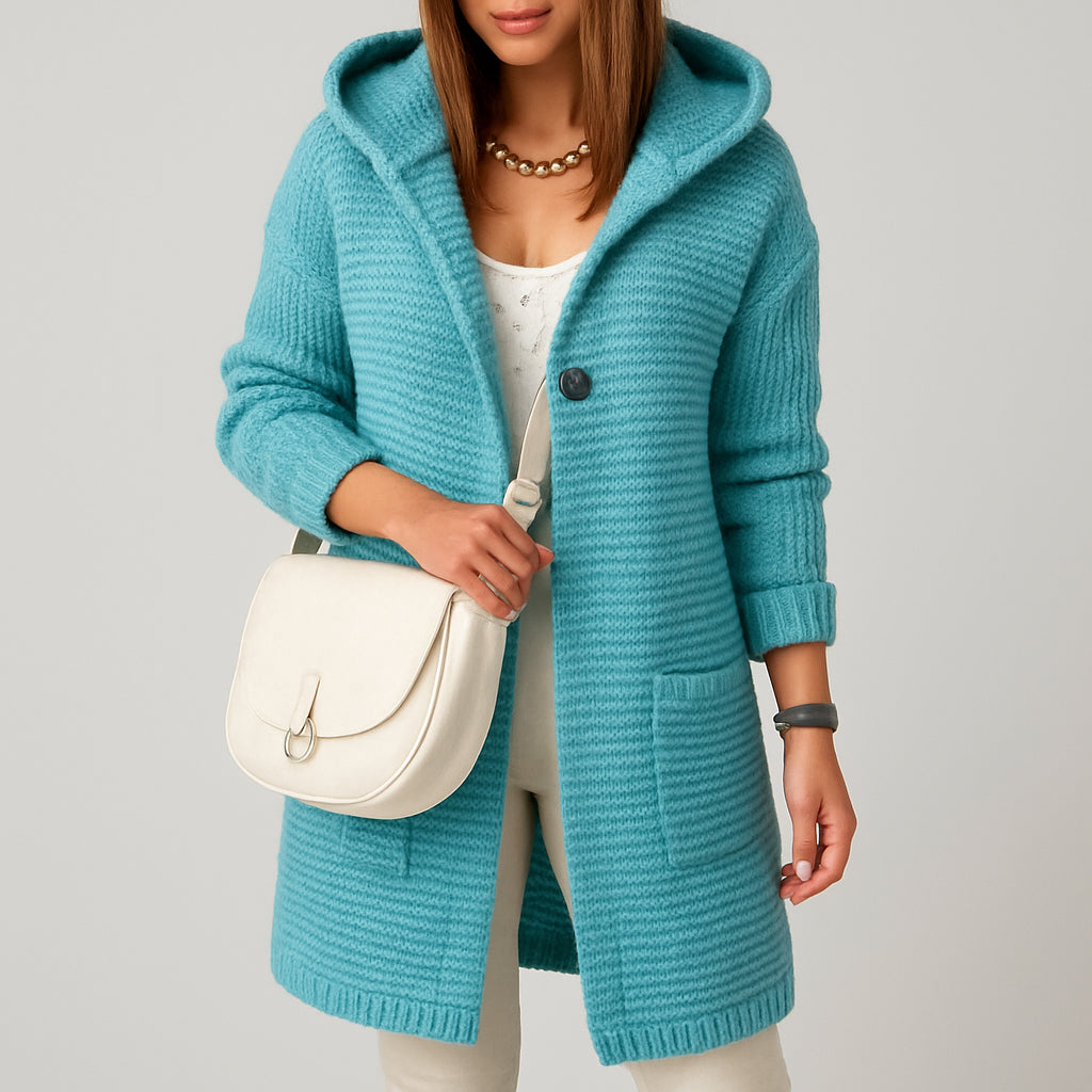 Damen Oversize Strickjacke | Mit Kapuze