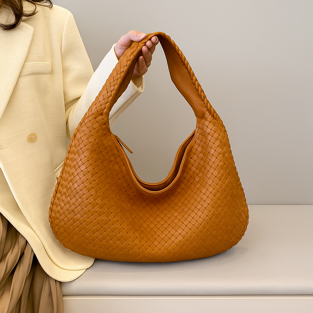 Damen Geflochtene Schultertasche | Geräumiges Innenfach