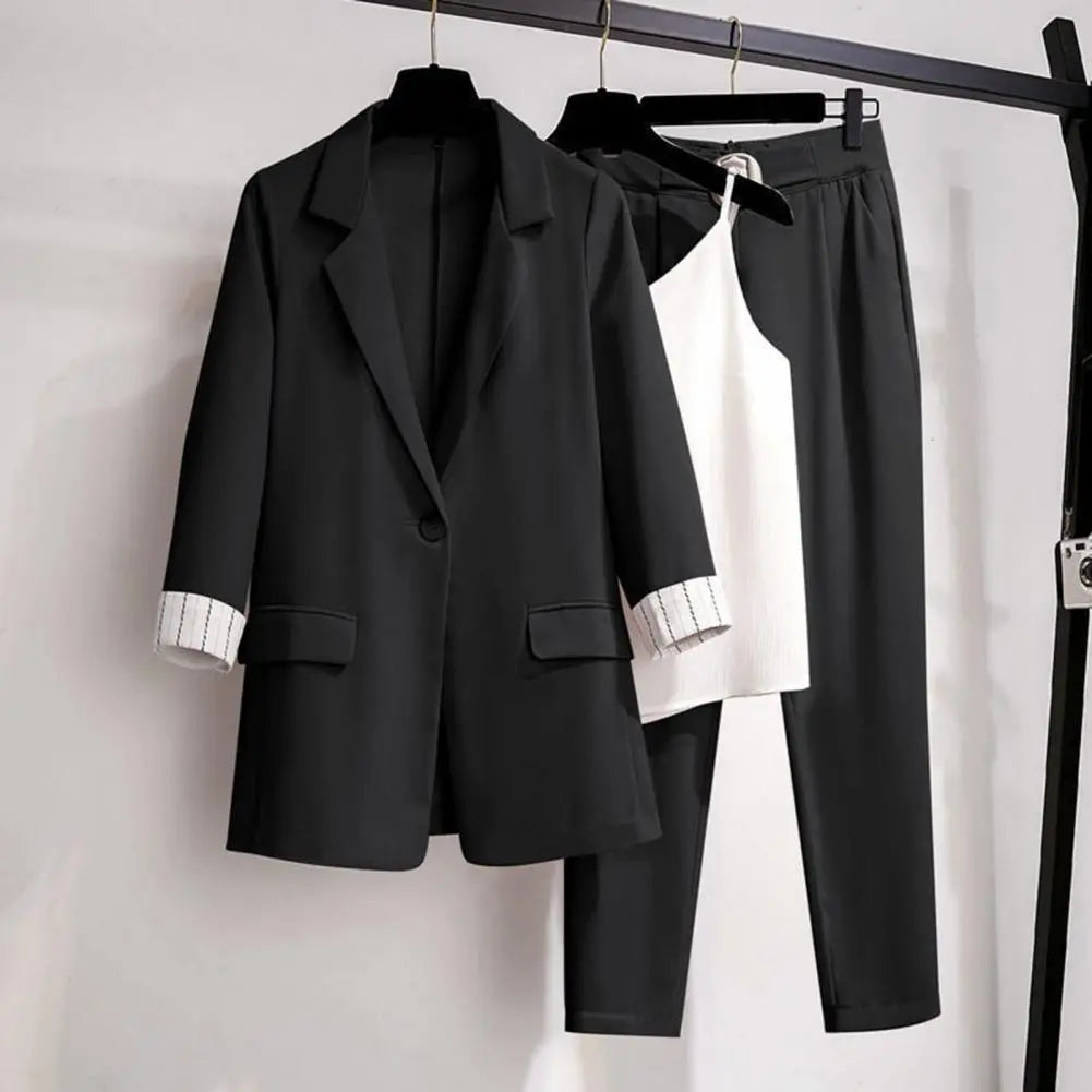 Blazer Set | Damen 3 Teiliges Set Blazer Hose Top | Business Look