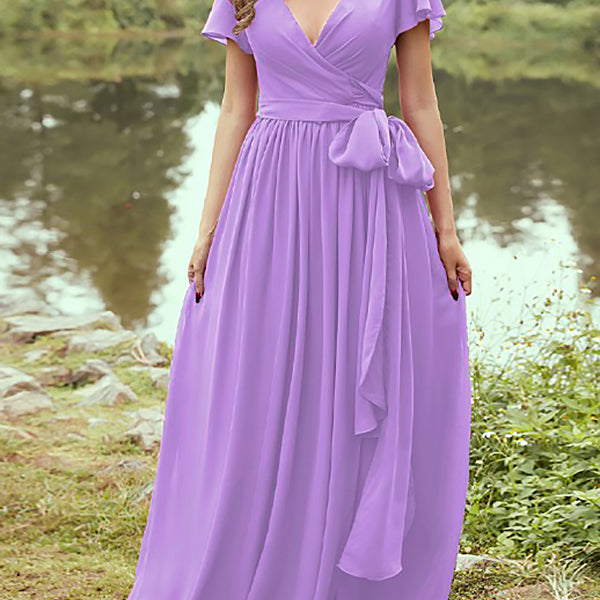 Damen Maxi Kleid V-Ausschnitt | Festliche Mode