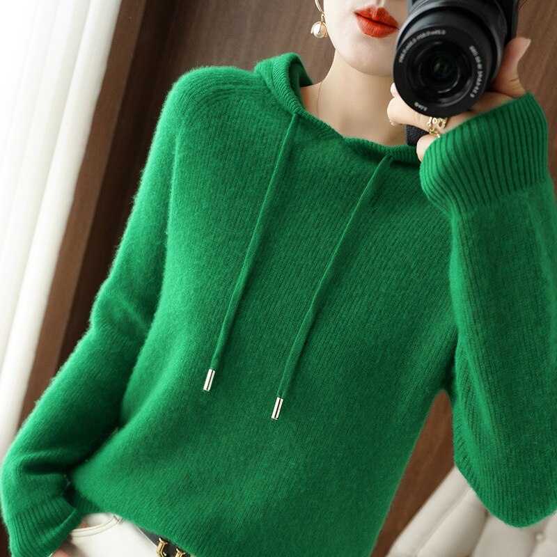 Damen Strickhoodie Milano Style | Locker Geschnitten