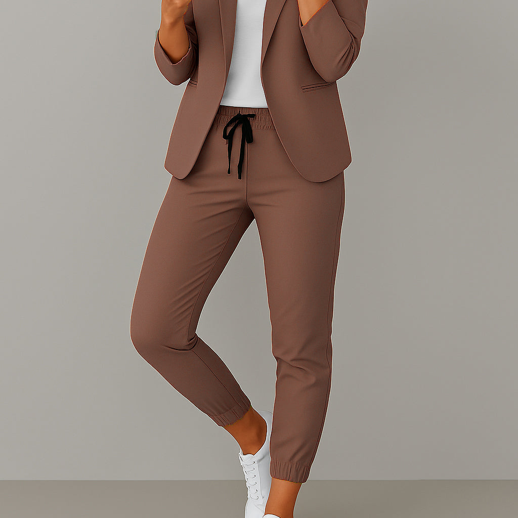 Set | Damen Zweiteiliges Blazer Set | Elastischer Hosenbund