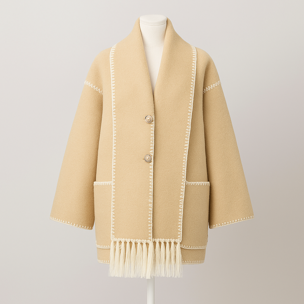 Damen Cape Mantel | Mit Schal