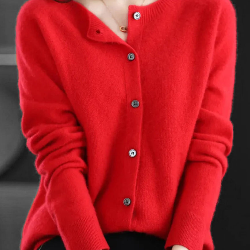 Strickcardigan | Damen Lockerer Strickcardigan | V-Ausschnitt
