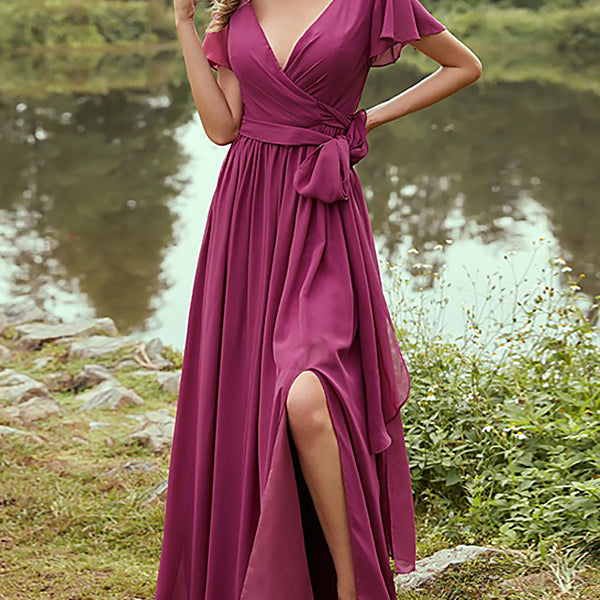 Damen Maxi Kleid V-Ausschnitt | Festliche Mode