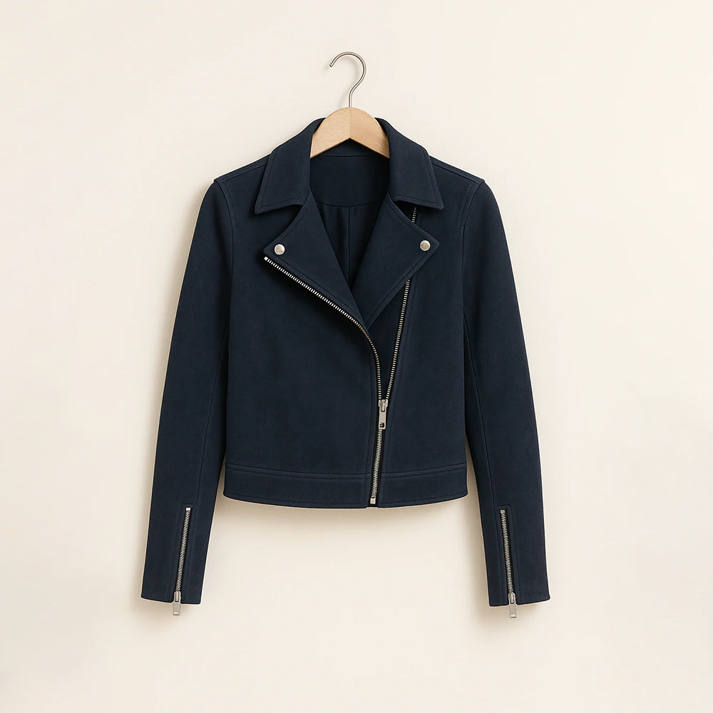 Damen Taillierte Bikerjacke | Asymmetrischer Reißverschluss