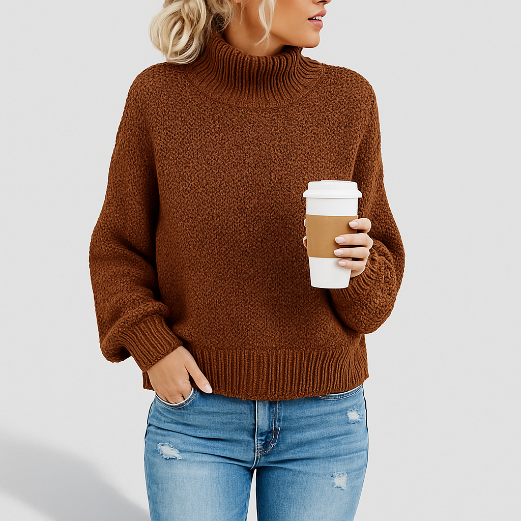 Damen Lockerer Rollkragenpullover | Langarm