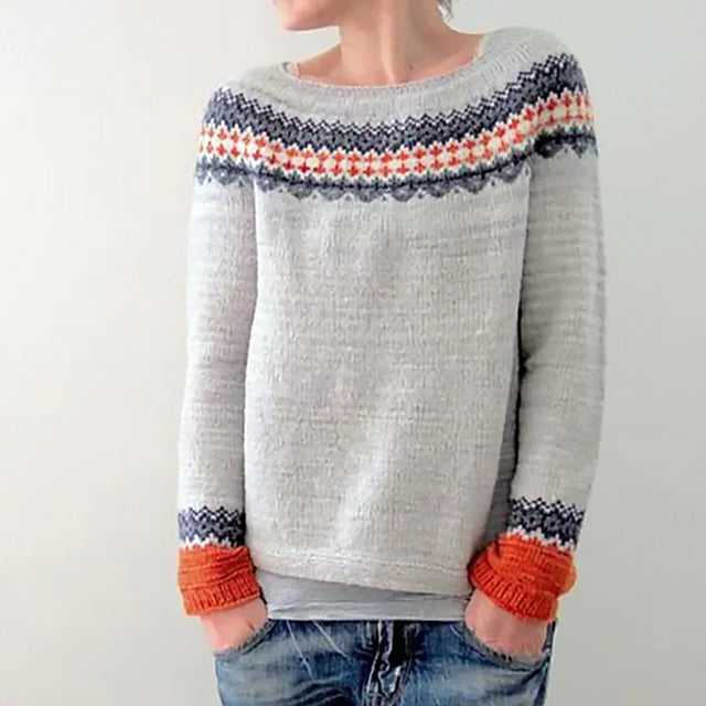 Pullover | Damen Gemusterter Pullover | Lockere Passform