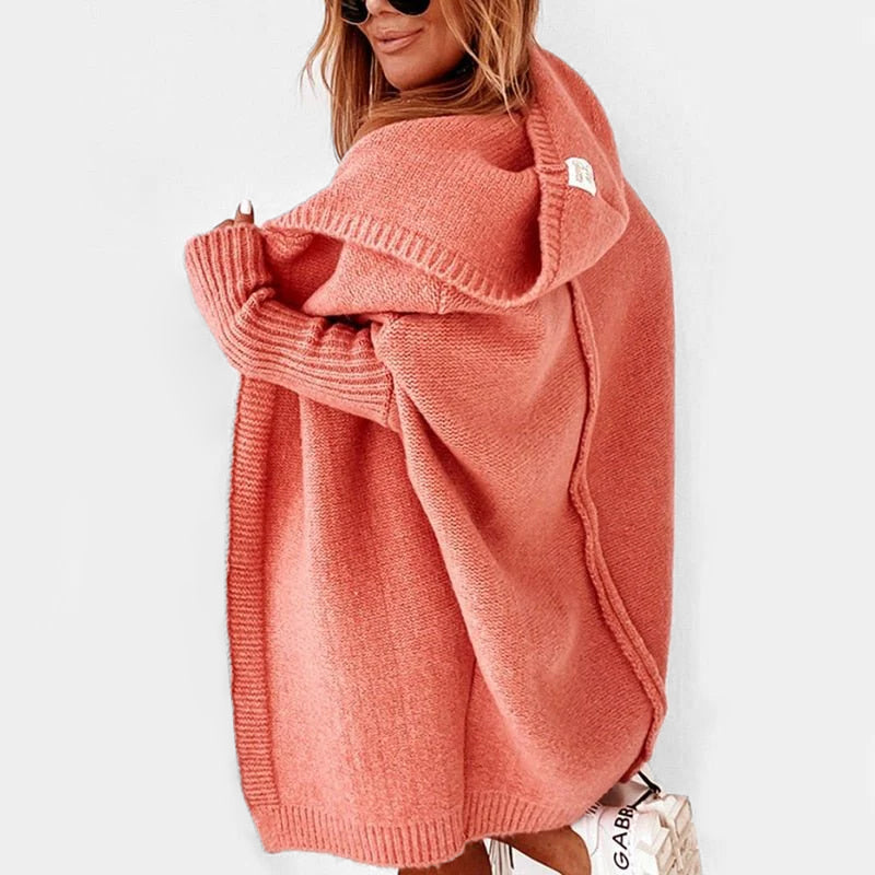 Damen Weiter Kapuzen Cardigan | Locker Geschnitten