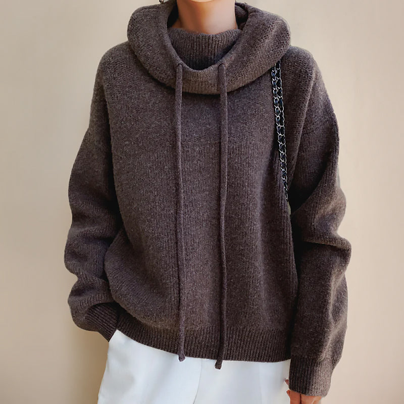 Damen Lockerer Kapuzenpullover | Hoher Kragen