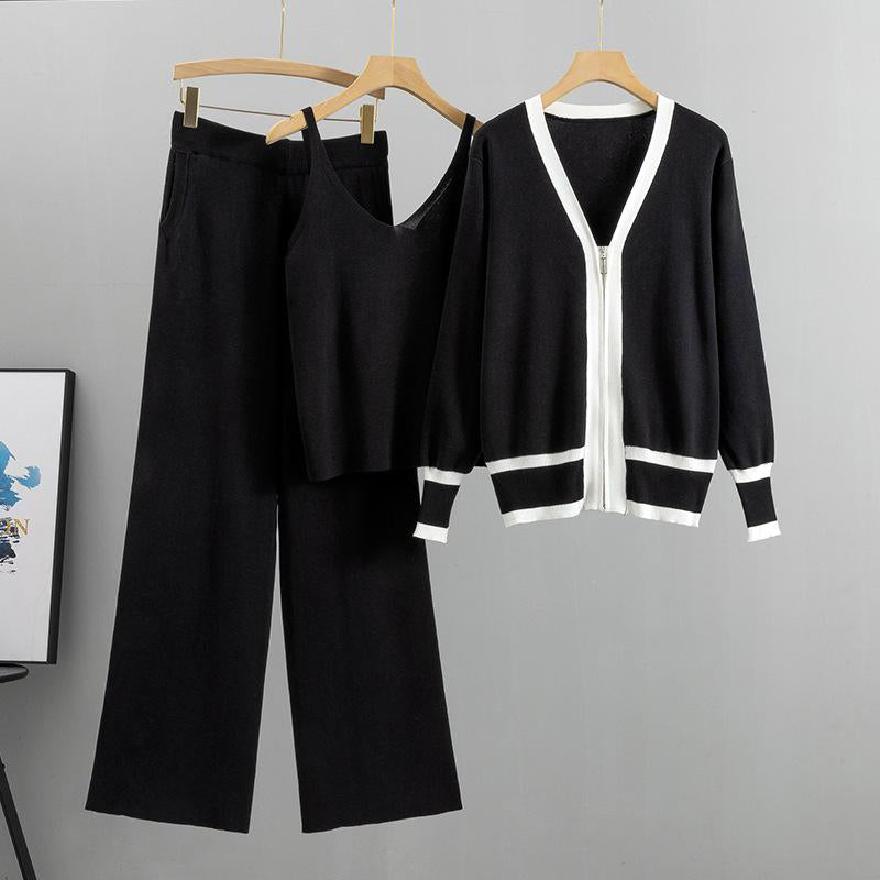 Zweiteiler Set | Damen Freizeit Zweiteiler mit Cardigan | Eleganter Look