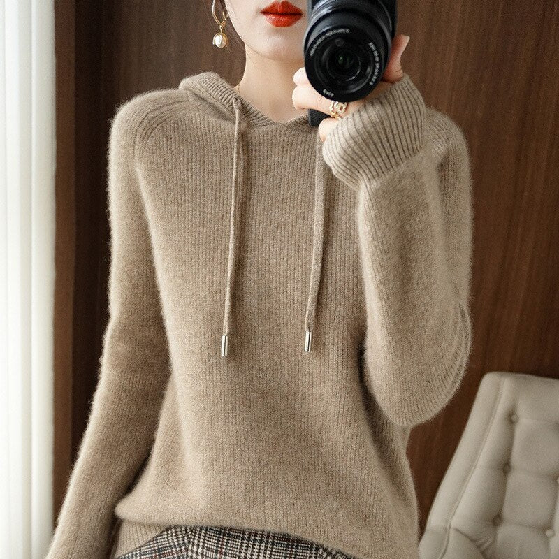 Damen Strickhoodie Milano Style | Locker Geschnitten