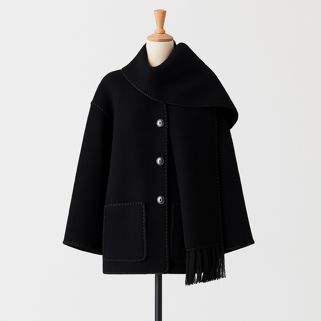Damen Cape Mantel | Mit Schal
